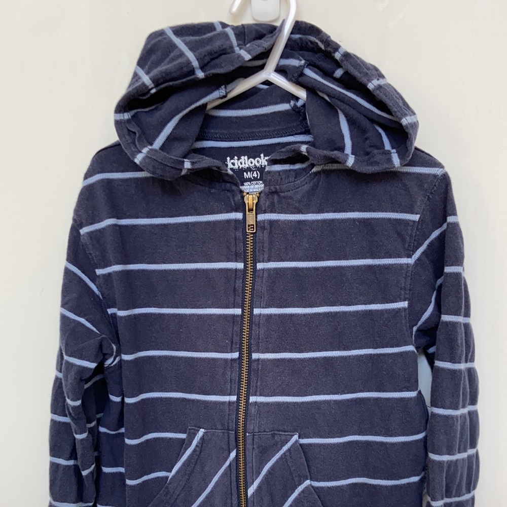 kidlooks zippered hoodie navy/blue stripe